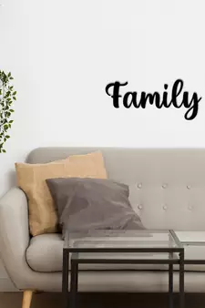 eCraftIndia "Family" Black Engineered Wood Wall Art Cutout, Ready to Hang Home Decor