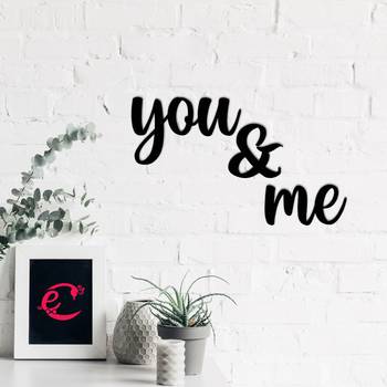 eCraftIndia "You & Me" Black Engineered Wood Wall Art Cutout, Ready to Hang Home Decor 4