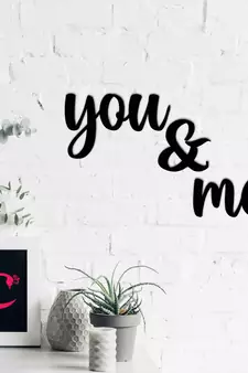 eCraftIndia "You & Me" Black Engineered Wood Wall Art Cutout, Ready to Hang Home Decor