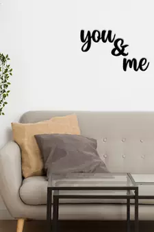 eCraftIndia "You & Me" Black Engineered Wood Wall Art Cutout, Ready to Hang Home Decor