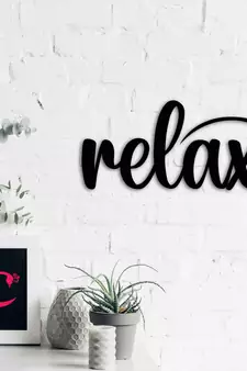 eCraftIndia "Relax" Black Engineered Wood Wall Art Cutout, Ready to Hang Home Decor