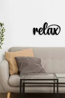eCraftIndia "Relax" Black Engineered Wood Wall Art Cutout, Ready to Hang Home Decor