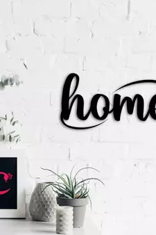 eCraftIndia "Home" Black Engineered Wood Wall Art Cutout, Ready to Hang Home Decor