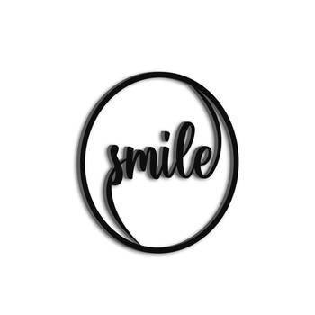 eCraftIndia "Smile" Black Engineered Wood Wall Art Cutout, Ready to Hang Home Decor 2