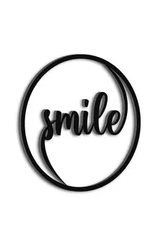 eCraftIndia "Smile" Black Engineered Wood Wall Art Cutout, Ready to Hang Home Decor