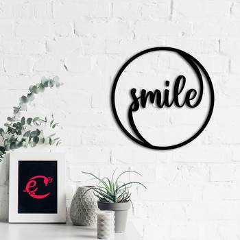 eCraftIndia "Smile" Black Engineered Wood Wall Art Cutout, Ready to Hang Home Decor 4