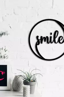 eCraftIndia "Smile" Black Engineered Wood Wall Art Cutout, Ready to Hang Home Decor