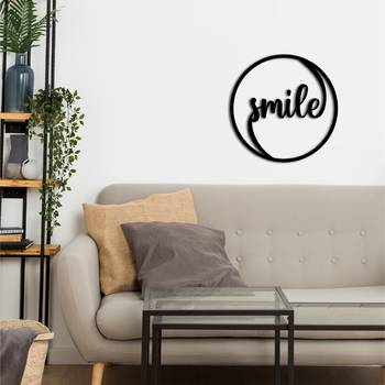 eCraftIndia "Smile" Black Engineered Wood Wall Art Cutout, Ready to Hang Home Decor 5