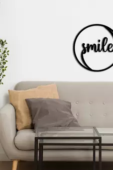 eCraftIndia "Smile" Black Engineered Wood Wall Art Cutout, Ready to Hang Home Decor