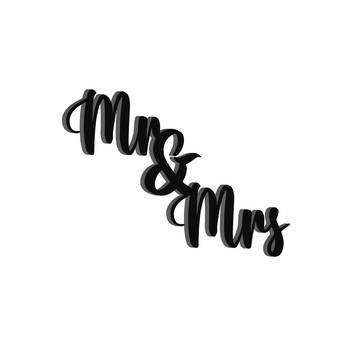eCraftIndia "Mr & Mrs" Black Engineered Wood Wall Art Cutout, Ready to Hang Home Decor 2