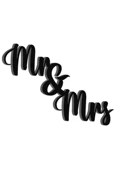 eCraftIndia "Mr & Mrs" Black Engineered Wood Wall Art Cutout, Ready to Hang Home Decor