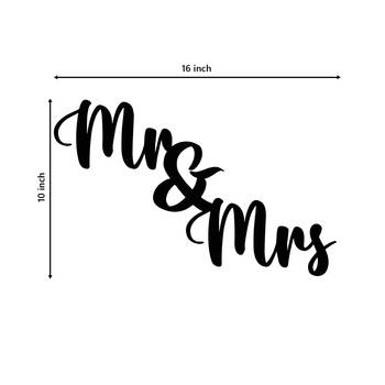 eCraftIndia "Mr & Mrs" Black Engineered Wood Wall Art Cutout, Ready to Hang Home Decor 3