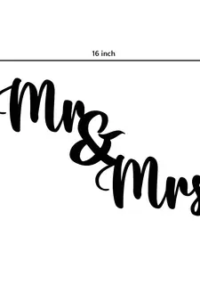 eCraftIndia "Mr & Mrs" Black Engineered Wood Wall Art Cutout, Ready to Hang Home Decor