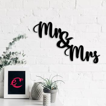 eCraftIndia "Mr & Mrs" Black Engineered Wood Wall Art Cutout, Ready to Hang Home Decor 4
