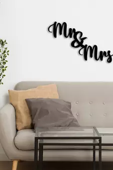 eCraftIndia "Mr & Mrs" Black Engineered Wood Wall Art Cutout, Ready to Hang Home Decor