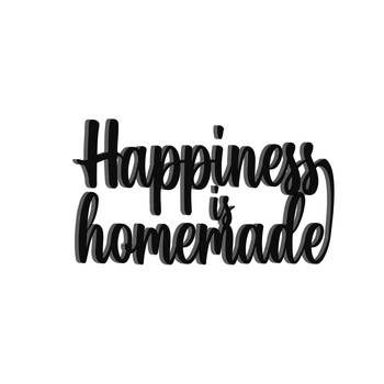eCraftIndia "Happiness is Homemade" Black Engineered Wood Wall Art Cutout, Ready to Hang Home Decor 2
