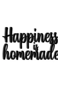 eCraftIndia "Happiness is Homemade" Black Engineered Wood Wall Art Cutout, Ready to Hang Home Decor