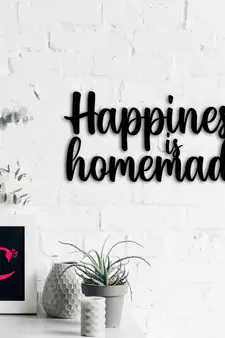 eCraftIndia "Happiness is Homemade" Black Engineered Wood Wall Art Cutout, Ready to Hang Home Decor