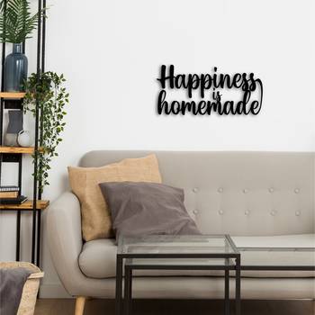 eCraftIndia "Happiness is Homemade" Black Engineered Wood Wall Art Cutout, Ready to Hang Home Decor 5
