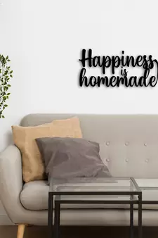 eCraftIndia "Happiness is Homemade" Black Engineered Wood Wall Art Cutout, Ready to Hang Home Decor