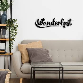 eCraftIndia "Wanderlust" Black Engineered Wood Wall Art Cutout, Ready to Hang Home Decor 5