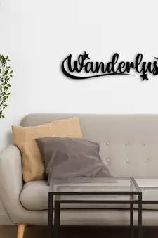 eCraftIndia "Wanderlust" Black Engineered Wood Wall Art Cutout, Ready to Hang Home Decor