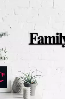 eCraftIndia "Family" Black Engineered Wood Wall Art Cutout, Ready to Hang Home Decor