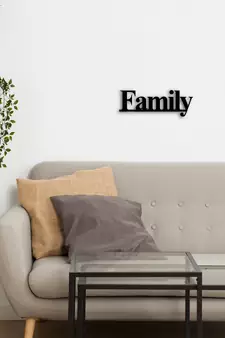 eCraftIndia "Family" Black Engineered Wood Wall Art Cutout, Ready to Hang Home Decor