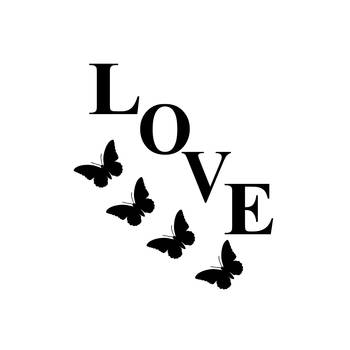 eCraftIndia "Love with Butterfly" Black Engineered Wood Wall Art Cutout, Ready to Hang Home Decor 1