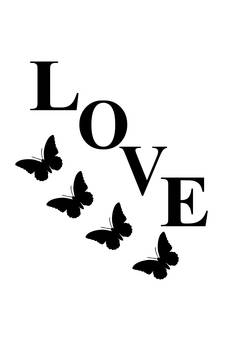 eCraftIndia "Love with Butterfly" Black Engineered Wood Wall Art Cutout, Ready to Hang Home Decor