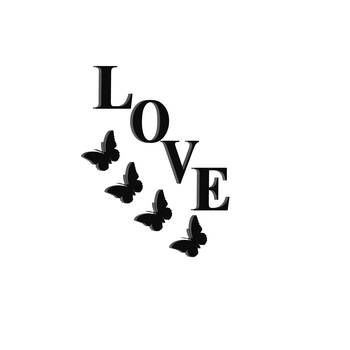 eCraftIndia "Love with Butterfly" Black Engineered Wood Wall Art Cutout, Ready to Hang Home Decor 2