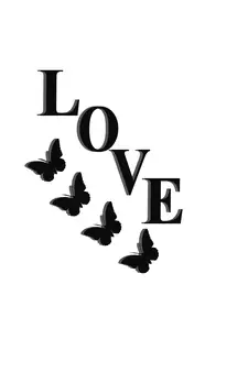eCraftIndia "Love with Butterfly" Black Engineered Wood Wall Art Cutout, Ready to Hang Home Decor
