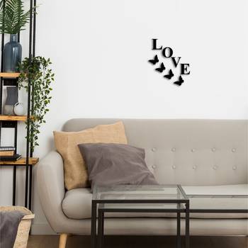 eCraftIndia "Love with Butterfly" Black Engineered Wood Wall Art Cutout, Ready to Hang Home Decor 5