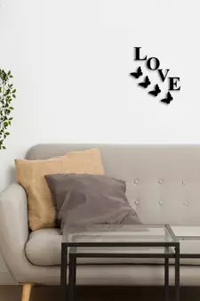 eCraftIndia "Love with Butterfly" Black Engineered Wood Wall Art Cutout, Ready to Hang Home Decor
