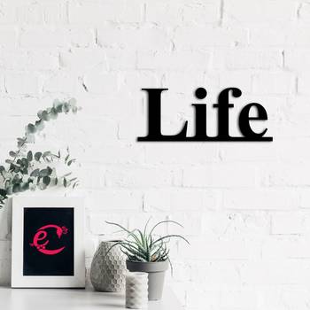 eCraftIndia "Life" Black Engineered Wood Wall Art Cutout, Ready to Hang Home Decor 4