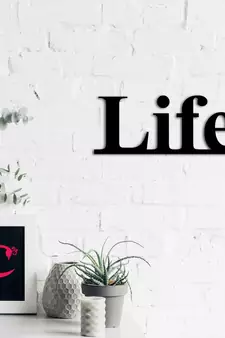 eCraftIndia "Life" Black Engineered Wood Wall Art Cutout, Ready to Hang Home Decor