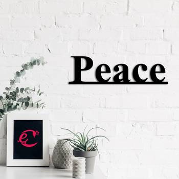 eCraftIndia "Peace" Black Engineered Wood Wall Art Cutout, Ready to Hang Home Decor 4