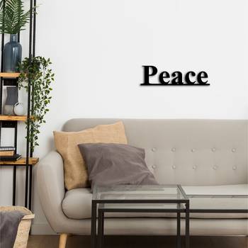 eCraftIndia "Peace" Black Engineered Wood Wall Art Cutout, Ready to Hang Home Decor 5