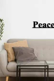 eCraftIndia "Peace" Black Engineered Wood Wall Art Cutout, Ready to Hang Home Decor