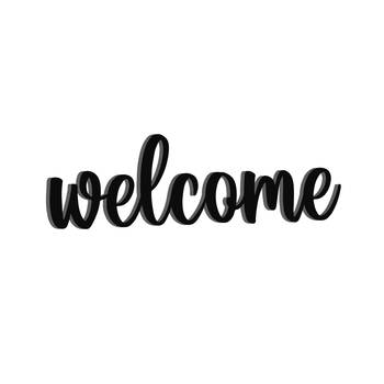 eCraftIndia "Welcome" Black Engineered Wood Wall Art Cutout, Ready to Hang Home Decor 2