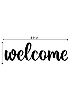 eCraftIndia "Welcome" Black Engineered Wood Wall Art Cutout, Ready to Hang Home Decor
