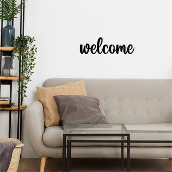 eCraftIndia "Welcome" Black Engineered Wood Wall Art Cutout, Ready to Hang Home Decor 5