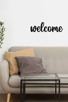 eCraftIndia "Welcome" Black Engineered Wood Wall Art Cutout, Ready to Hang Home Decor