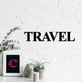 eCraftIndia "TRAVEL" Black Engineered Wood Wall Art Cutout, Ready to Hang Home Decor 4