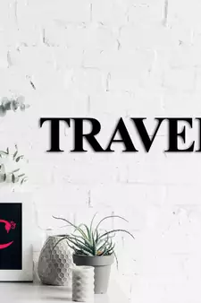 eCraftIndia "TRAVEL" Black Engineered Wood Wall Art Cutout, Ready to Hang Home Decor