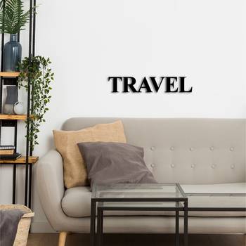 eCraftIndia "TRAVEL" Black Engineered Wood Wall Art Cutout, Ready to Hang Home Decor 5