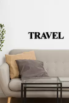 eCraftIndia "TRAVEL" Black Engineered Wood Wall Art Cutout, Ready to Hang Home Decor