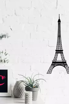 eCraftIndia "Eiffel Tower" Black Engineered Wood Wall Art Cutout, Ready to Hang Home Decor