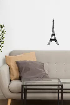 eCraftIndia "Eiffel Tower" Black Engineered Wood Wall Art Cutout, Ready to Hang Home Decor