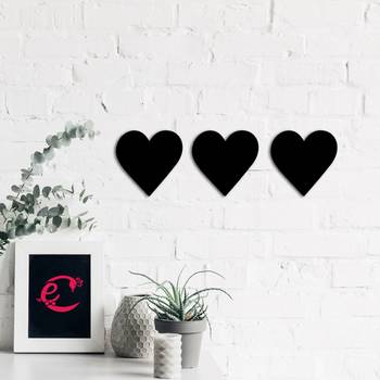 eCraftIndia Set of 3 "Hearts" Black Engineered Wood Wall Art Cutout, Ready to Hang Home Decor 4